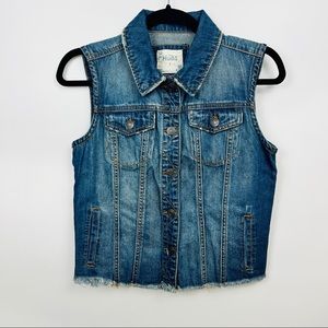 MUDD Denim Button-Up Vest Medium Wash Size Small